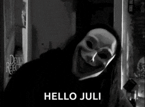Creepy Mask Says Hello Juli