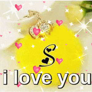 I Love You Letter S with Hearts & Sparkles