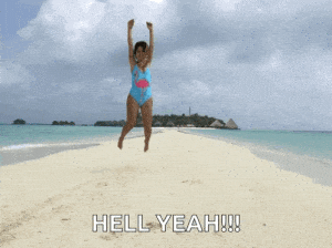 Happy Excited Beach Jump
