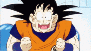 Goku's Excited Expression in Dragon Ball