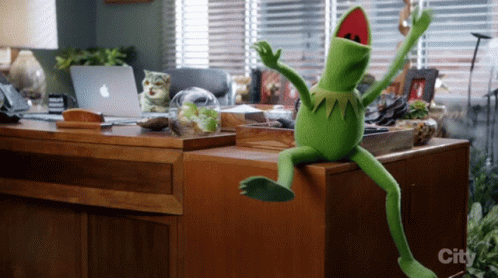 Kermit's Excited Office Celebration
