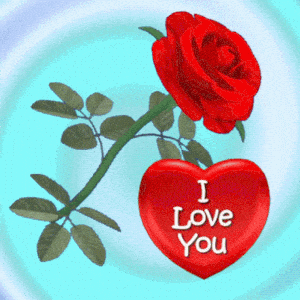 Animated Rose with 'I Love You' & 'I Miss You' Heart