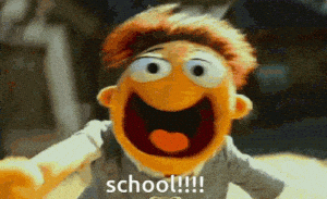 Excited Muppet Yells 'School!'