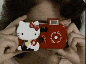 Taking a Picture with Hello Kitty Camera