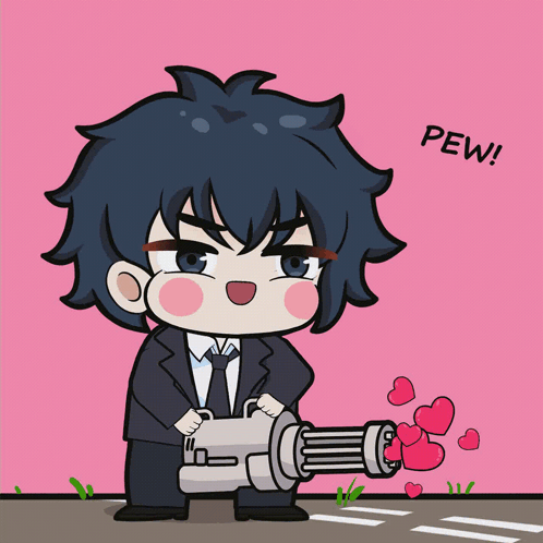 Cute Anime Character Shoots Love Hearts