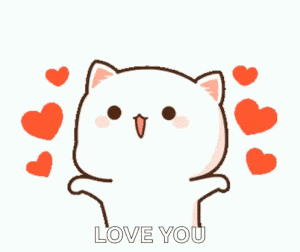 Cute Cat Says Love You with Hearts