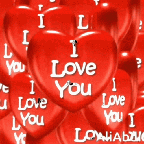 Floating Red Hearts with 'I Love You'