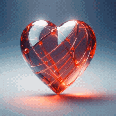 Glass Red Heart Fire