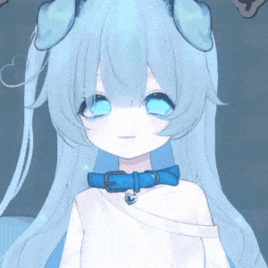 Happy Blue Puppy Anime Girl Smiling