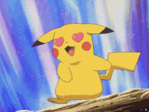 Pikachu with Heart Eyes on a Log