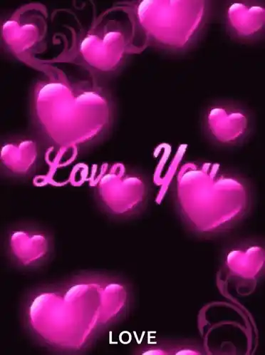 Love You: Glowing Pink Hearts