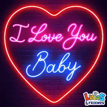 Neon Heart 'I Love You Baby' Sign