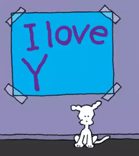Cartoon Dog's 'I Love Y' Message