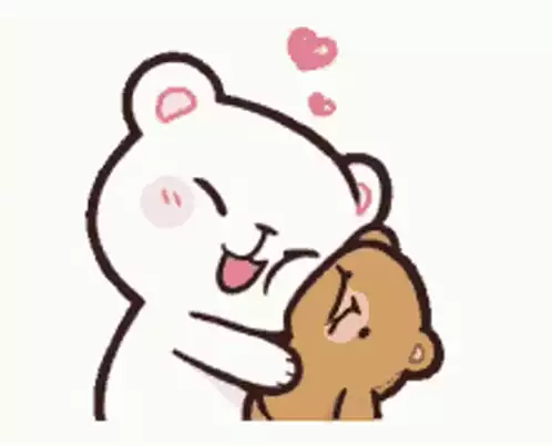 Cute Love Bears Kiss and Hug