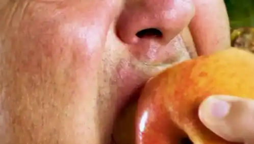 Man Eating Apple: Love Fruit Mouth Fruit