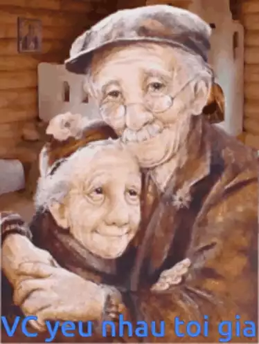 Elderly Couple's Forever Love Painting