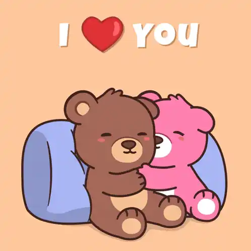 Cute Teddy Bears Cuddling - I Love You