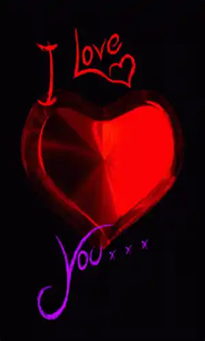 Love U: Sparkling Red Heart with 'I Love You' Text