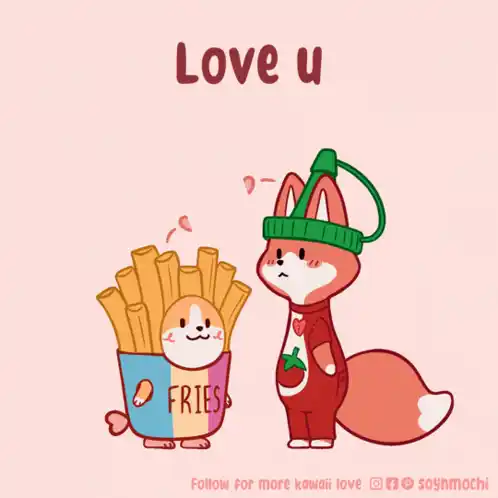 Love U: Fox and Fries Kawaii Art