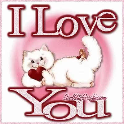 Cute Cat Holding Heart: I Love You