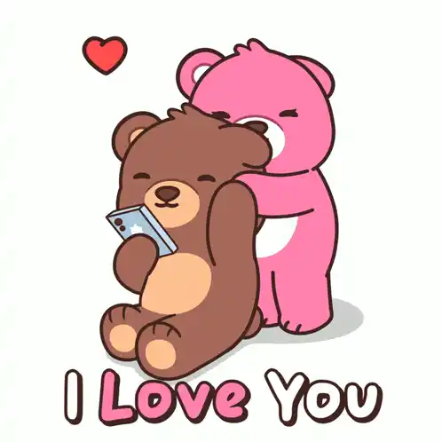 Cute Teddy Bears Hugging - I Love You