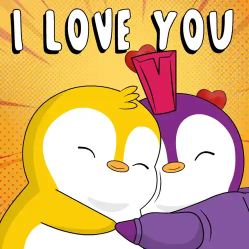 Love You Te Amo: Cute Penguin Couple Hugging