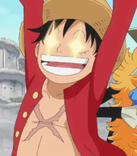 Luffy from One Piece Excited with Star Eyes