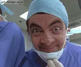 Surgeon making a funny face