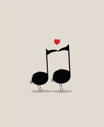 Musical Notes Kissing with Hearts
