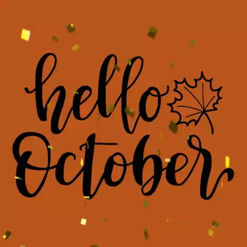 Hello October Greeting with Maple Leaf