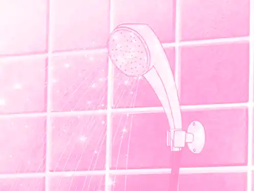 Pink Aesthetic Anime Shower Scene
