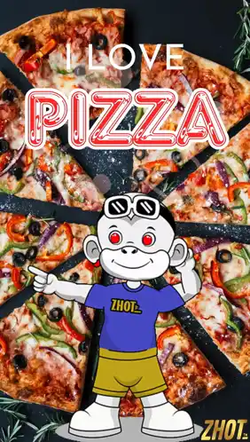 I Love Pizza Animated Monkey