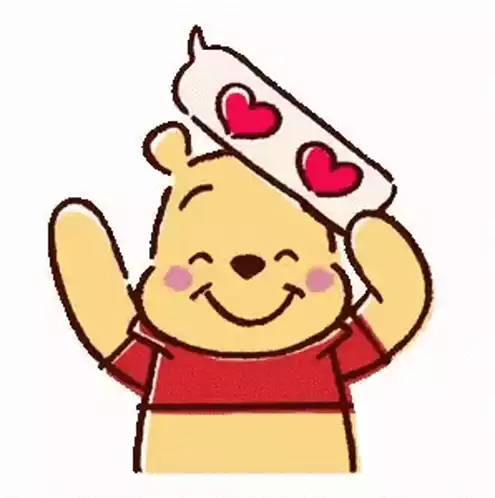 Pooh Bear Shows Love with Heart Eyes
