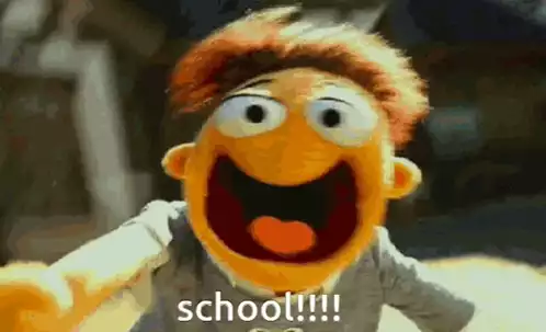 Excited Muppet Yells 'School!'