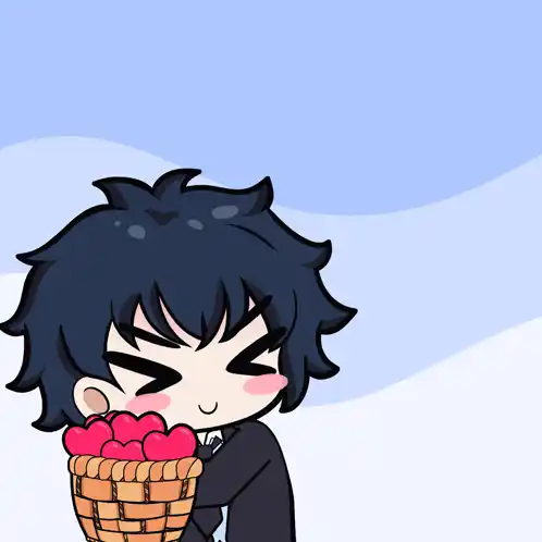 Cute Anime Boy Sending Love with Hearts