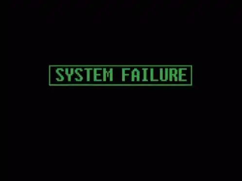 System Failure Screen Display