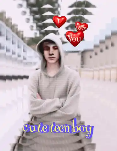 Cute Teen Boy with Love Hearts