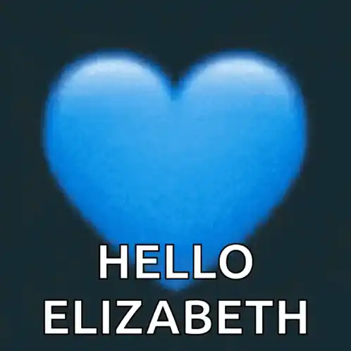 Pulsing Blue Heart with Hello Elizabeth