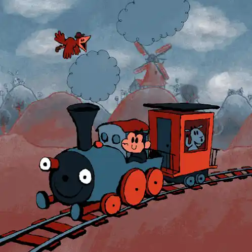 Funny Cartoon Train Ride with Monkey and Animals
