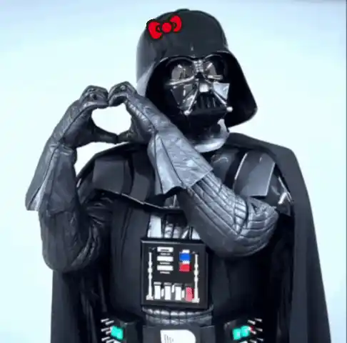 Darth Vader's Hello Kitty Heart Gesture