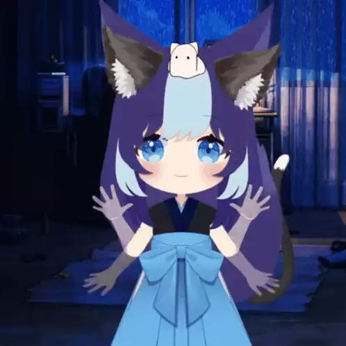 Cute Vtuber Anime Cat Girl Waving