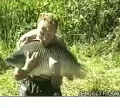 Man excited with giant fish