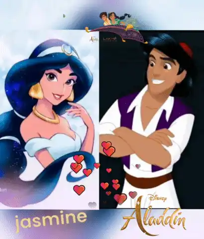 Aladdin and Jasmine Love Hearts